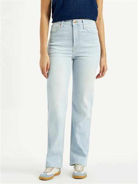 Women's Light Blue Ribcage Straight Fit High Rise Jeans – Levis India Store