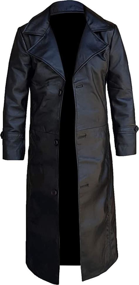 Men's Black Leather Long Trench Coat Trench Coat for Men - Etsy
