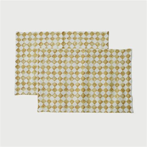 Checker Ochre Table Mats | Set of 2 – SanctuaryLiving