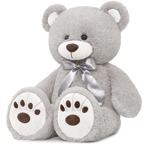 Morismos Giant Teddy Bear Stuffed Animal 36in Big Gray Teddy ...