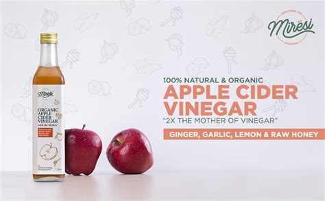 Miresi Natural & Organic Apple Cider Vinegar (500 ml) With 2x Mother ...