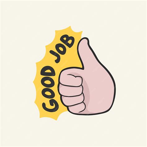 Premium Vector | Good Job Thumbs Emoji Sticker Vector Cute Illustration