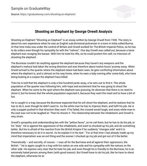 Shooting An Elephant Analysis