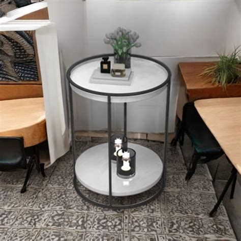Industrial Pipe Black Metal Round Side Table - Punam Metalcrafts