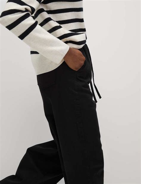 Denim Drawstring Wide-Leg Trousers | M&S Collection | M&S