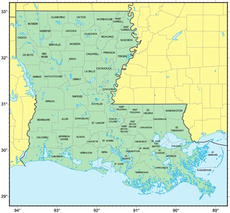 Counties Map of Louisiana • Mapsof.net