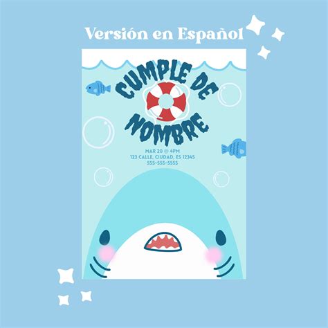Editable Cute Shark Birthday Party Invitation Ocean Sea Printable ...