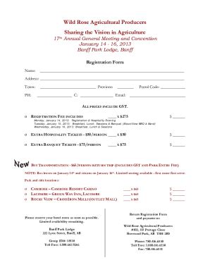 Fillable Online 2013 AGM Registration Form Web.doc Fax Email Print ...