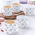 Larah by Borosil Bouquet Opalware Mug, Set of 12 Tea/Coffee Mugs, 180 ...