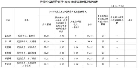 投资公司2020年度薪酬公示-天津生态城投资开发有限公司