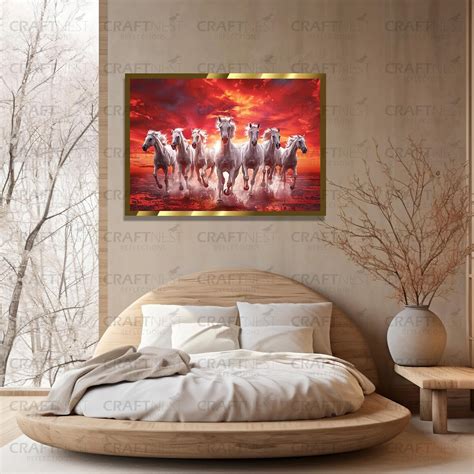 Craftnest Reflections 7 Running Horses Wall Art - (50x76 CM) | For ...
