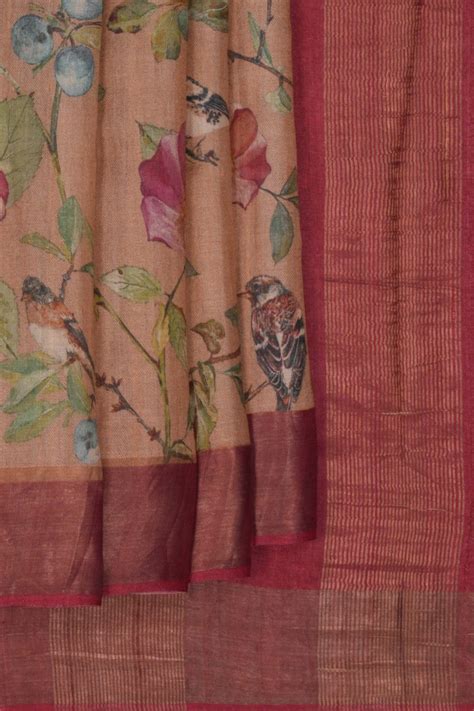 Aesthetic Printed Tussar Saree – Kalanjali