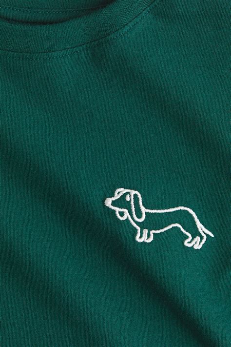 Motif-detail cotton T-shirt - Dark green/Dog - Kids | H&M IN