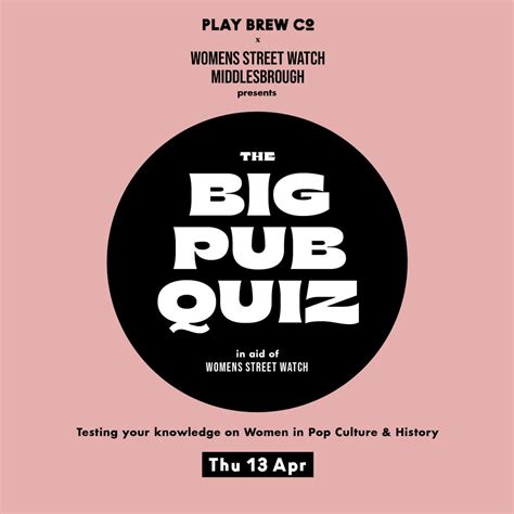 The Big Pub Quiz in aid of Womens Street Watch, Play Brew Taproom ...