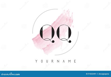 QQ Q Q Watercolor Letter Logo Design with Circular Brush Pattern Stock ...