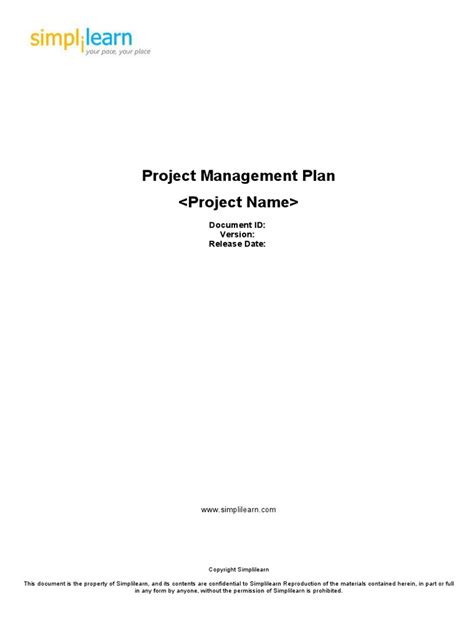 Complete Project Management Plan Example PDF 的图像结果
