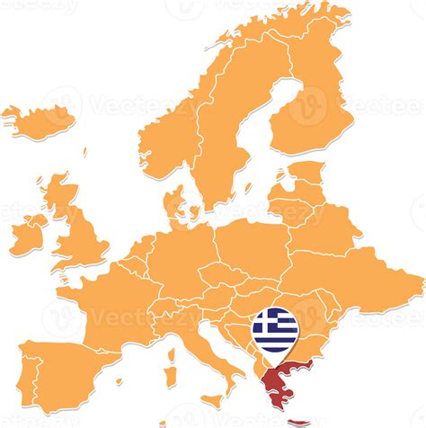 Greece map in Europe, Greece location and flags. 24584122 PNG