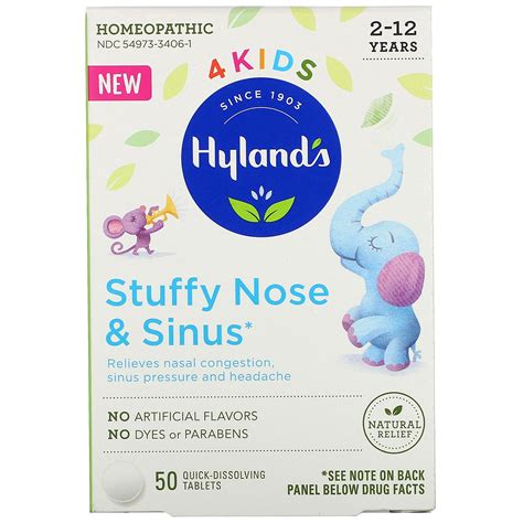 4 Kids, Stuffy Nose and Sinus, 2-12 Years, 50 Quick-Dissolving Tablets, Hyland's - Walmart.com
