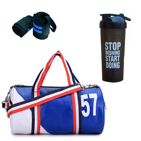 Buy GROUPERS® Duffle PU Leather Bag with Shaker Bottle-700ml & Wrist ...