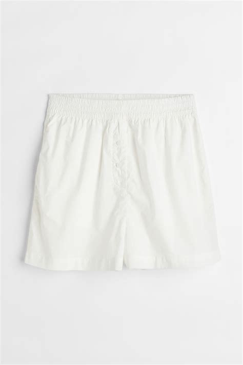 Cotton poplin shorts - White - Ladies | H&M IN