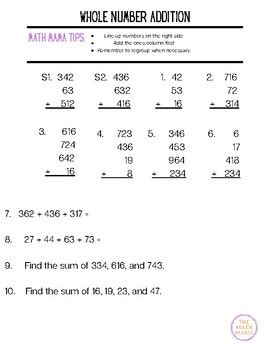 Image result for Whole Number Answer Addition