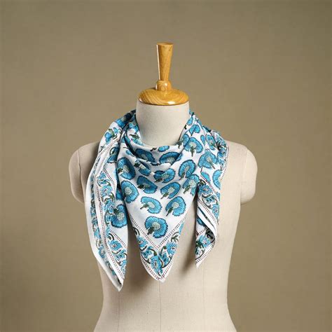 Buy Blue Sanganeri Block Printed Cotton Scarf Online – iTokri आई.टोकरी