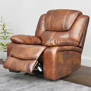 Royaloak Naples Italian Recliner - 1 Seater, Brown, Genuine Leather ...