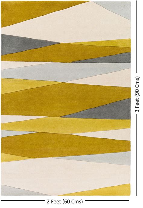Hand Tufted Yellow and Beige Wool Rug