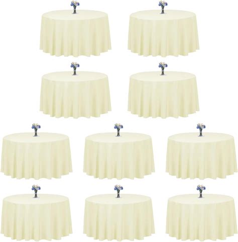 Amazon.com: LTC LINENS 10 Pack 120 Inch Round Tablecloth Ivory for 60 ...