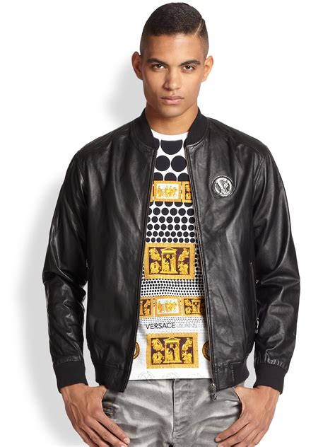 versace leather jacket mens price