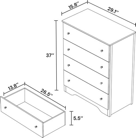 Buy 4 Drawer Dresser for Bedroom Chest of Drawers with Wooden Top Tall ...