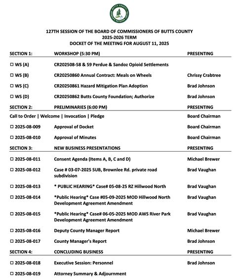 Docket of the August 11 2025 Board of Commissioners Meeting – Butts ...