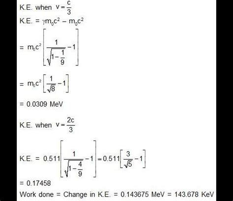 The amount of work done to increase the speed of an electron from c/3 ...