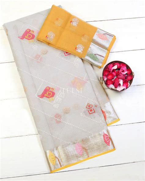 Buy Grey Zari Kota Saree T590890