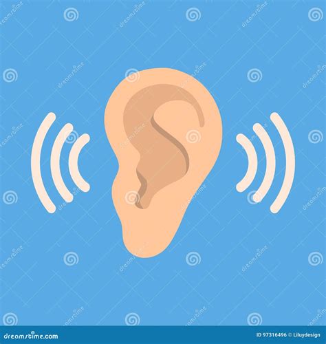 Ear Listen Vector Icon on Blue Background. Ear Vector Icon. Listening ...