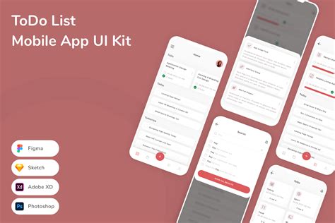 ToDo List Mobile App UI Kit | Photoshop Templates ~ Creative Market