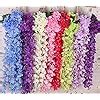 Buy brown leaf® (Set of 6 Artificial Fake Flowers Vine Silk Wisteria ...