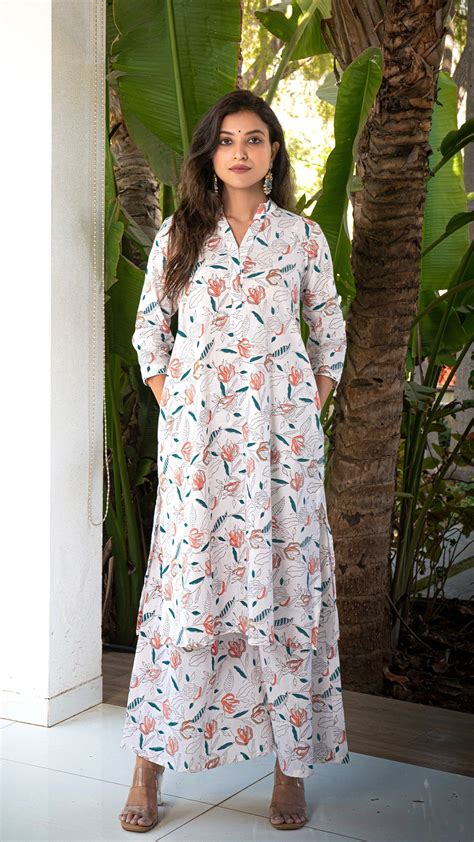 Sehra Sanganeri Hand Block Cotton Kurta - White