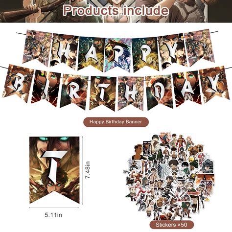 Buy Attack on Titan 4 Party Decorations,Birthday Party Supplies For ...