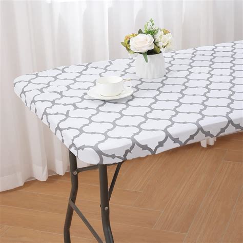 Amazon.com: smiry Rectangle Tablecloth, Waterproof Elastic Fitted Table ...