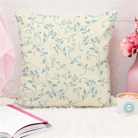 Teal Printed Canvas Cotton Rectangular Cushion Covers, Combo Set 5 ...