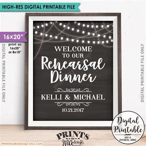 Rehearsal Dinner Sign, Welcome to our Rehearsal Dinner Poster ...