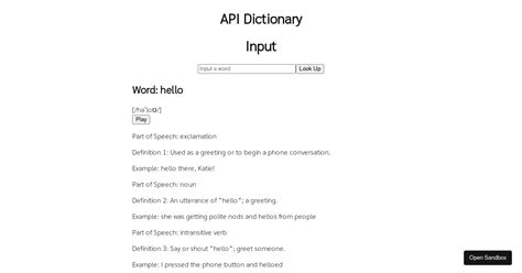 API-dictionary React - Codesandbox