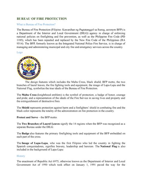 Bureau of Fire Protection Informations - BUREAU OF FIRE PROTECTION What ...