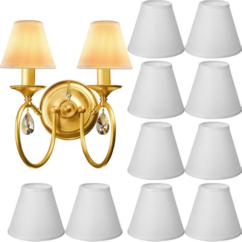 Set of 10 Small Lamp Shade Chandelier Shades Burlap Clip on Lamp Shade ...