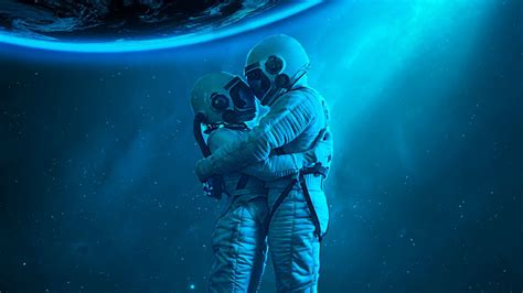 Wallpaper astronauts, hugs, love, space hd, picture, image