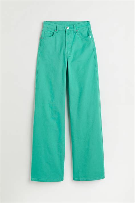 Wide twill trousers - Green - Ladies | H&M IN