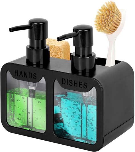 Kitchen Soap Dispenser with Sponge Holder Set for Sink Caddy, Hand Soap ...