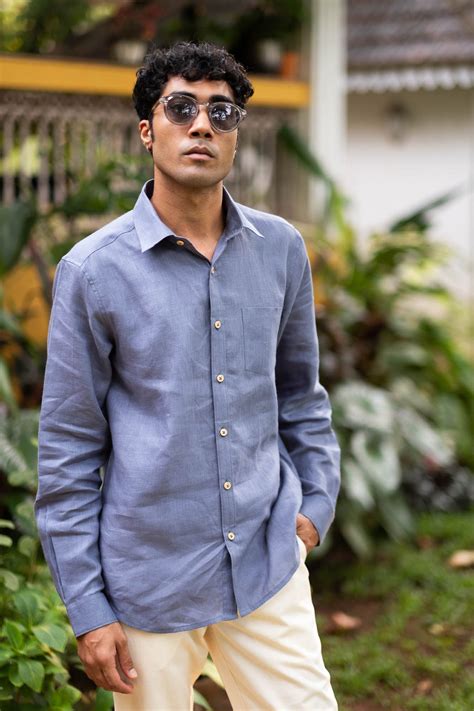 Buy Mens Shirt | Linen Shirt for Men Wildflower Blue
