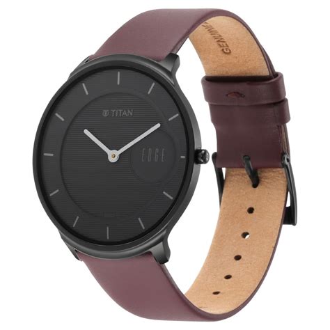 Buy Online Titan Edge Slim Leather Strap Black Dial Analog Watch for ...